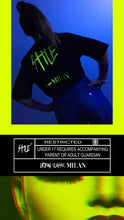 Load image into Gallery viewer, Short total black t-shirt with fluo style logo
