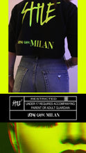 Load image into Gallery viewer, Short total black t-shirt with fluo style logo

